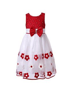 Richie House Little Girls' Sweet Dress with Embroidery and Pearls Size 3-8 Rh2140