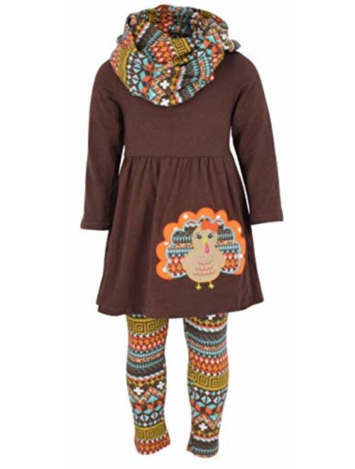 Unique Baby Girls 3 Piece Colorful Aztecan Thanksgiving Turkey Legging Set