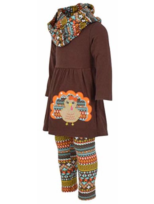 Unique Baby Girls 3 Piece Colorful Aztecan Thanksgiving Turkey Legging Set