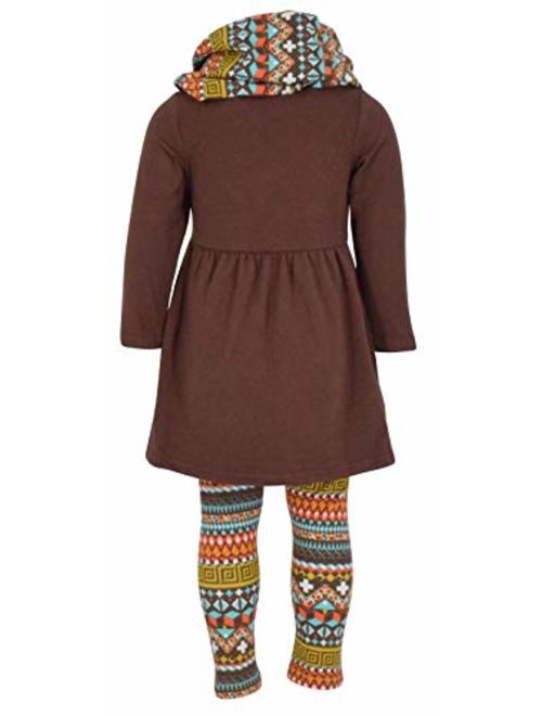 Unique Baby Girls 3 Piece Colorful Aztecan Thanksgiving Turkey Legging Set