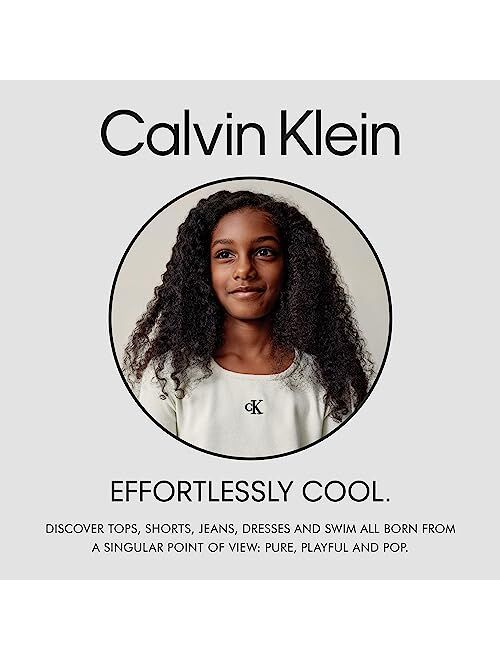 Calvin Klein Girls' Logo Sweatshirt, Fleece Hoodie with Full-Zip Front & Functional Pockets