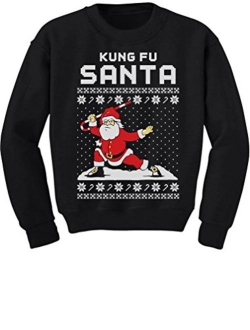 Tstars Kung Fu Santa Ugly Christmas Sweater Funny Youth Kids Sweatshirt