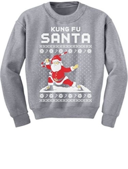 Tstars Kung Fu Santa Ugly Christmas Sweater Funny Youth Kids Sweatshirt