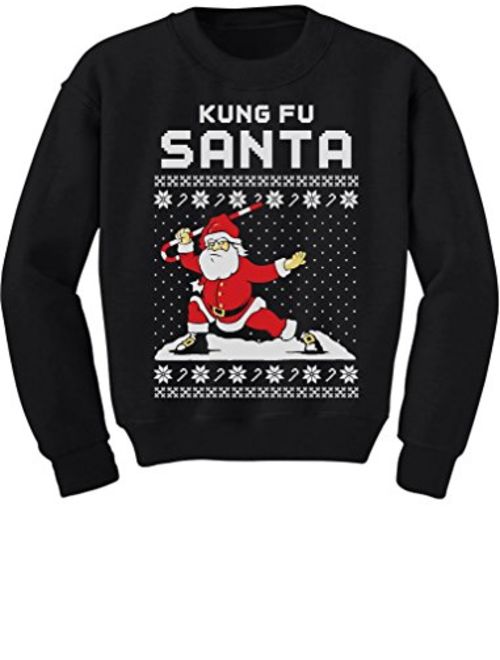 Tstars Kung Fu Santa Ugly Christmas Sweater Funny Youth Kids Sweatshirt