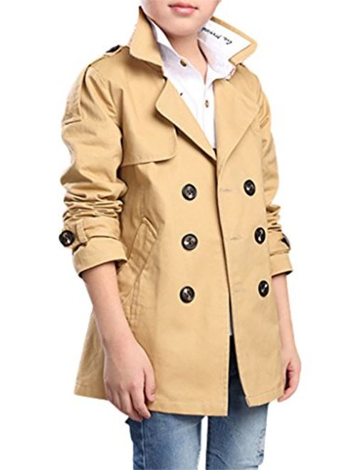 JiaYou Child Kid Boy Stylish Cotton Blend Long Sleeve Double Breasted Trench Coat