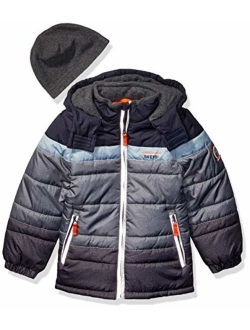 Boys' Toddler Color Blocked Puffer Jacket Coat with Hat