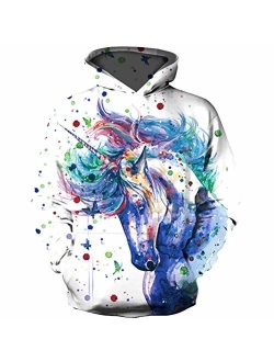 GLUDEAR Boys Girls Novelty Unicorn Galaxy Hoodies Sweatshirts Pullover 5-12Y