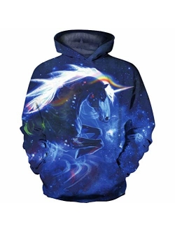 GLUDEAR Boys Girls Novelty Unicorn Galaxy Hoodies Sweatshirts Pullover 5-12Y