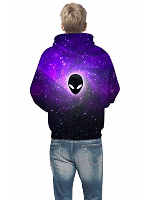 GLUDEAR Boys Girls Novelty Unicorn Galaxy Hoodies Sweatshirts Pullover 5-12Y