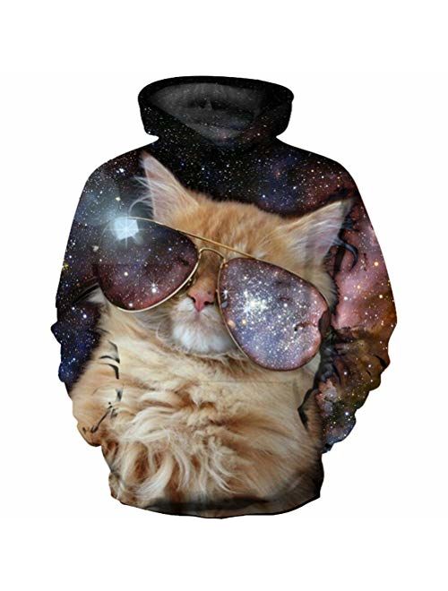 GLUDEAR Boys Girls Novelty Unicorn Galaxy Hoodies Sweatshirts Pullover 5-12Y