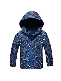 Star Flower Boys Rain Jackets Waterproof with Hood Outwear