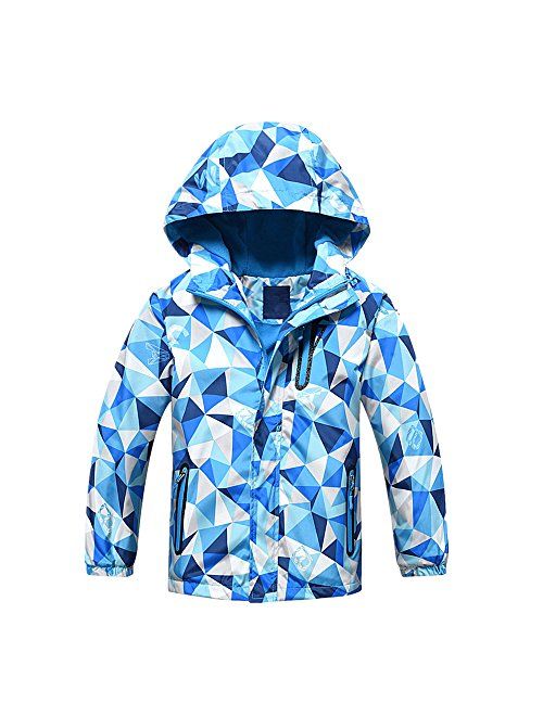 Star Flower Boys Rain Jackets Waterproof with Hood Outwear