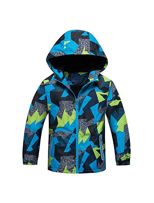 Star Flower Boys Rain Jackets Waterproof with Hood Outwear