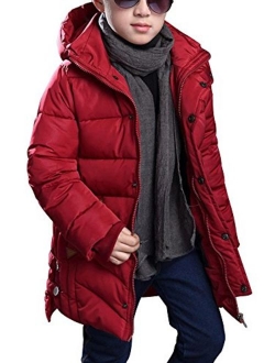 Phorecys Boy's Winter Hooded Cotton Coat Jacket Parka Outwear