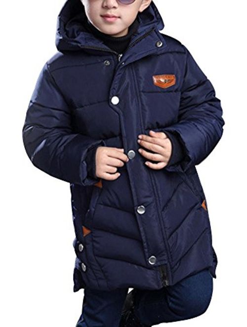 Phorecys Boy's Winter Hooded Cotton Coat Jacket Parka Outwear