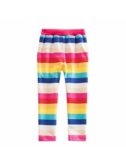 JUXINSU Toddler Cotton Girls Long Pants Leggings Rainbow Striped Casual Pants for Spring Summer 1-8 Years