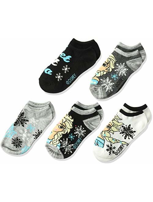 Disney Girls' Big Frozen 5 Pack No Show, Fits Sock Size 6-8.5 fits Shoe Size 7.5-3.5