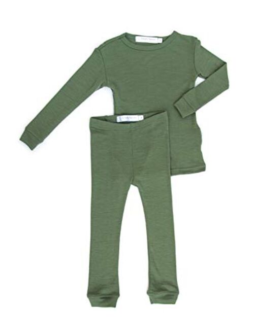 Merino Wool Kids Pajama Set. Thermal Underwear Base Layer PJ Unisex.