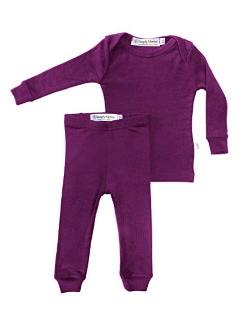 Merino Wool Kids Pajama Set. Thermal Underwear Base Layer PJ Unisex.