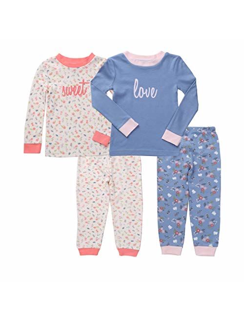 Asher and Olivia Girl's 2-Pack Pajama Set Baby Clothes Pjs Sleepers Footless Sleepwear