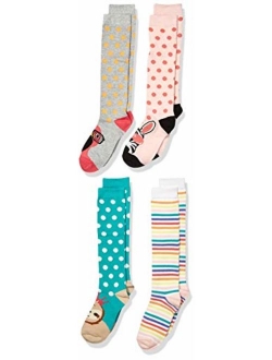 Amazon Brand - Spotted Zebra Girl's 4-Pack Knee Socks