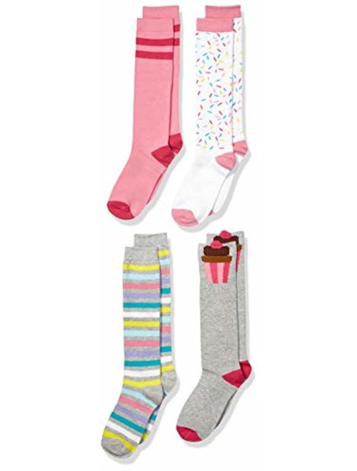 Amazon Brand - Spotted Zebra Girl's 4-Pack Knee Socks