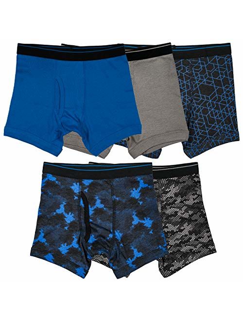 Trimfit Boys 100% Cotton Tagless Boxer Briefs Underwear 5-Pack