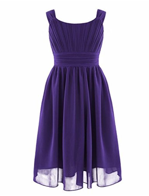 YiZYiF Kids Big Girl Sleeveless Pleated Chiffon Flower Wedding Bridesmaid Formal Party Dress