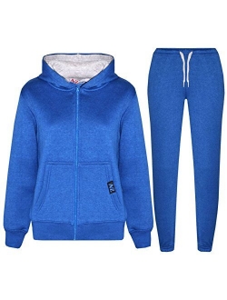 Kids Tracksuit Girls Boys Fleece Hooded Hoodie Bottom Jogging Suit Jogger 5-13Yr