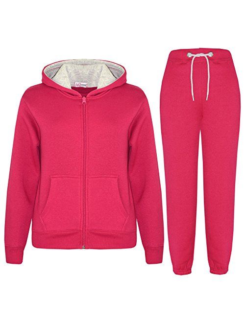 Kids Tracksuit Girls Boys Fleece Hooded Hoodie Bottom Jogging Suit Jogger 5-13Yr