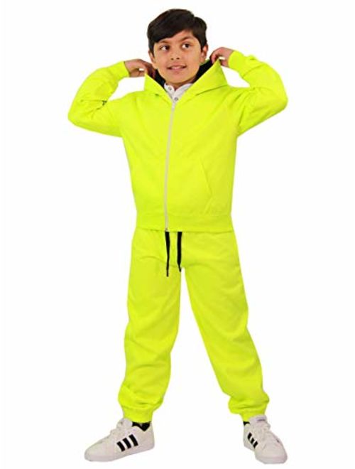 Kids Tracksuit Girls Boys Fleece Hooded Hoodie Bottom Jogging Suit Jogger 5-13Yr