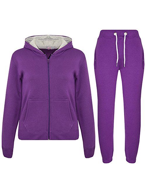 Kids Tracksuit Girls Boys Fleece Hooded Hoodie Bottom Jogging Suit Jogger 5-13Yr