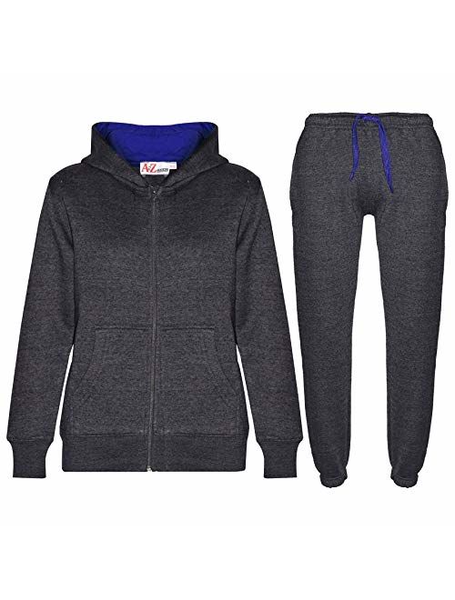 Kids Tracksuit Girls Boys Fleece Hooded Hoodie Bottom Jogging Suit Jogger 5-13Yr