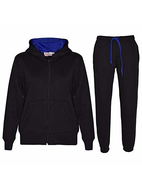 Kids Tracksuit Girls Boys Fleece Hooded Hoodie Bottom Jogging Suit Jogger 5-13Yr