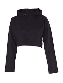 Girls Plain Crop Top Ripped Hoodie