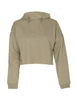 Girls Plain Crop Top Ripped Hoodie