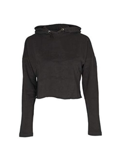 Girls Plain Crop Top Ripped Hoodie