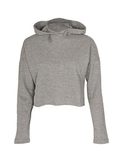 Girls Plain Crop Top Ripped Hoodie