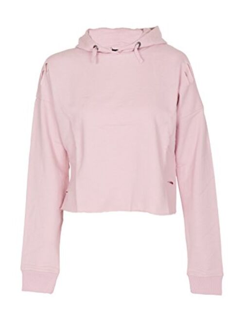 Girls Plain Crop Top Ripped Hoodie