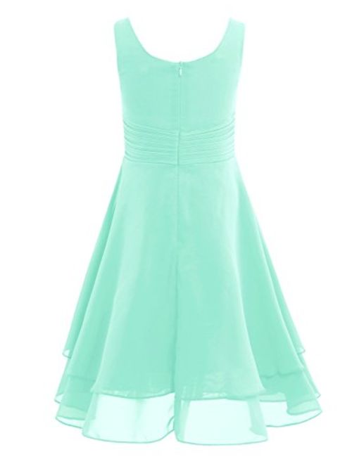 FEESHOW Kids Big Girls Sleeveless Double Chiffon Layers Wedding Bridesmaid Party Flower Girl Dress