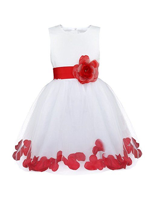 FEESHOW Wedding Pageant Petals Flower Girl Dress Bridesmaid Formal Graduation Party Prom Gown