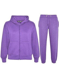 A2Z 4 Kids Kids Girls Boys Plain Tracksuit Hooded Hoodie Bottom Joggers 2-13