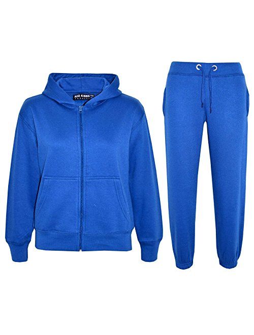 A2Z 4 Kids Kids Girls Boys Plain Tracksuit Hooded Hoodie Bottom Joggers 2-13