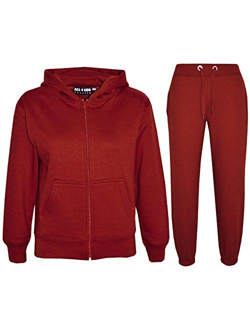 A2Z 4 Kids Kids Girls Boys Plain Tracksuit Hooded Hoodie Bottom Joggers 2-13