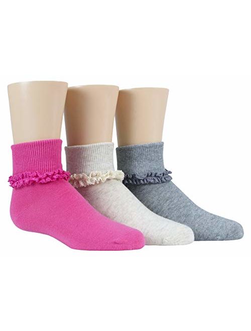 Stride Rite Girls' 3-Pack Turncuff Socks