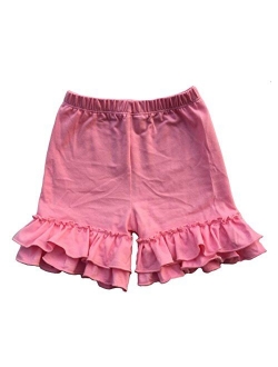 Coralup Baby Little Girls Solid Ruffles Cotton Shorts Pants (0-8 Years)