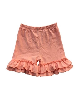 Coralup Baby Little Girls Solid Ruffles Cotton Shorts Pants (0-8 Years)