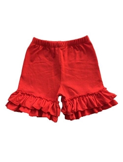 Coralup Baby Little Girls Solid Ruffles Cotton Shorts Pants (0-8 Years)