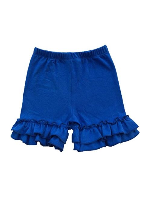 Coralup Baby Little Girls Solid Ruffles Cotton Shorts Pants (0-8 Years)