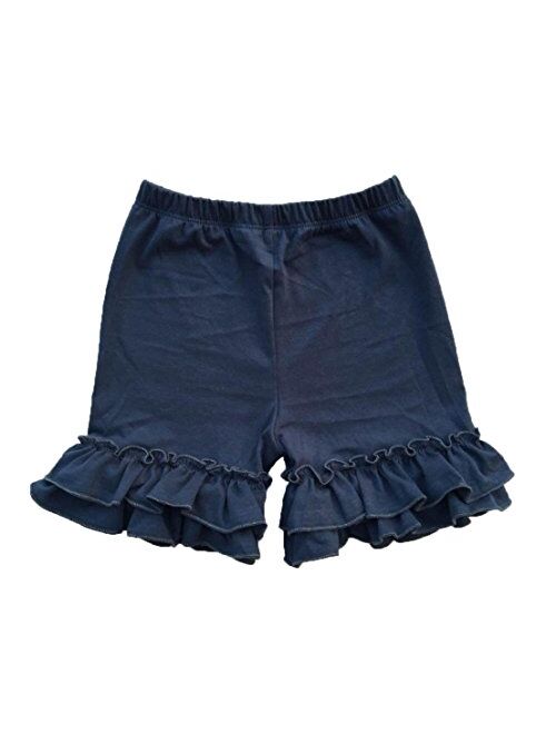 Coralup Baby Little Girls Solid Ruffles Cotton Shorts Pants (0-8 Years)